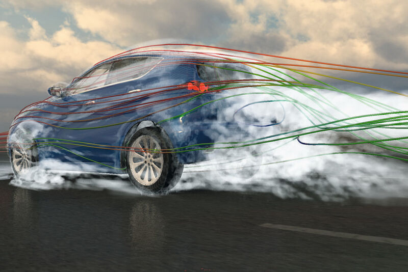 Das Bild zeigt das Beispiel einer computergestützten Simulation mit Exa-Software (Anmerkung der Redaktion: das Bild zeigt kein PSA-Fahrzeug). (Exa)