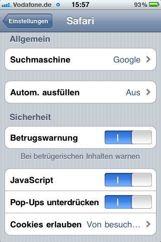 Konfiguration des Safari-Browsers. (Archiv: Vogel Business Media)