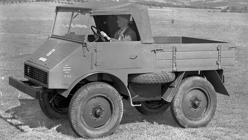 Der erste Serien-Unimog (Baureihe U 70200), von dem bei Boehringer 600 Stück gebaut wurden(Bild:  Daimler Truck AG)