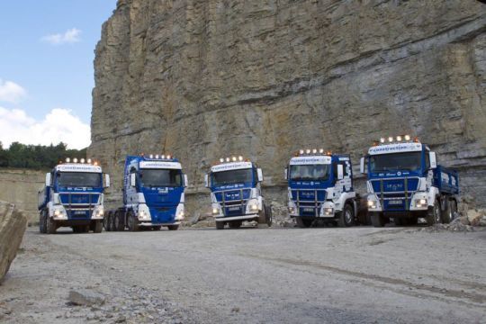 Die fünf BFS-Fahrzeuge der Bauedition Construction-Line. (Foto: BFS)