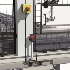 Standard Not-Halt-Taster oder sichere Positionsschalter einfach modular im Kabelkanal an das kompakte G10 Safety Modul an AS-i anschließen und fertig.