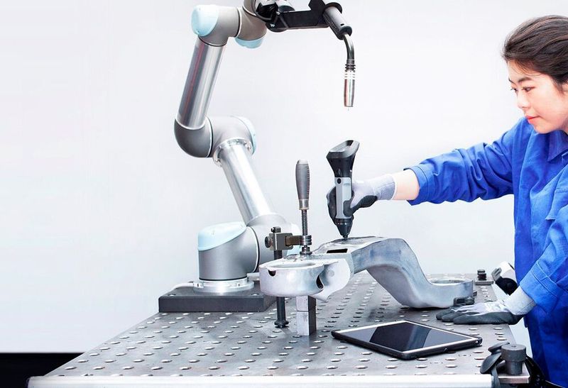 Immer dem Stift nach! Hier kann man einen Eindruck gewinnen, wie man mit dem Tracepen von Wandelbot einem Robotersystem sehr leicht die gewünschten Bahnbewegungen beibringen kann. Zu sehen bei Yaskawa im Rahmen der Automatica 2022.
