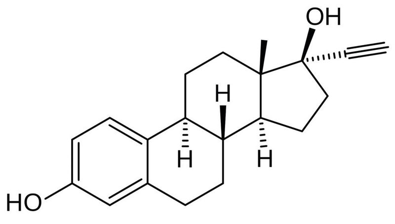Abb.3: Strukturformel von Ethinylestradiol (gemeinfrei)