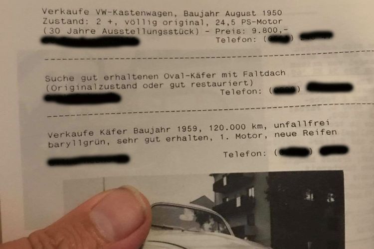 1992 veräußerte der vorletzte Besitzer Sofie in der Clubzeitung der „Brenzfenstervereinigung“. Hier entdeckte sie der Däne Tonny Larsen. (Bild: VWN)