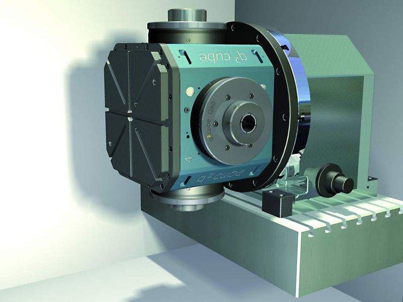Bild 2: Spannwürfel mit vier Spannzangen-Modulen und T-Nuten-Spannfläche. (Archiv: Vogel Business Media)