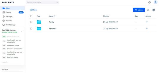 Der hochsichere Cloud-Speicher Internxt bietet bis zu 10 GB kostenlosen Speicherplatz.(Bild:  Joos)