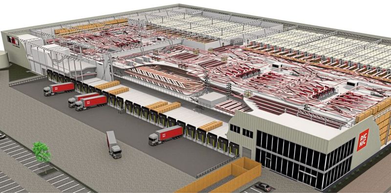 Das Kernstück der Flash-Pick-Lösung von TGW für das neue Distributionszentrum von Picnic bildet ein Shuttlelager mit 40 Gassen und mehr als 200.000 Stellplätzen. (Bild: TGW)