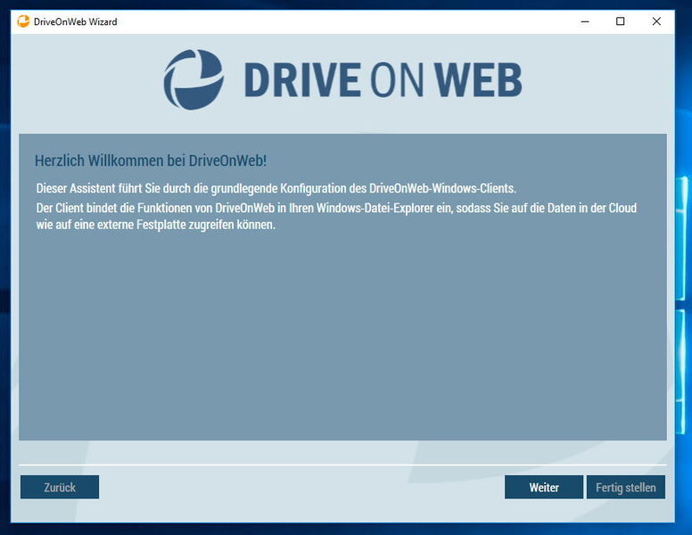 Mit DriveOnWeb können auch Anfänger schnell und einfach mit einem Assistenten Konten erstellen und Einstellungen vornehmen. (Thomas Joos / DriveOnWeb)