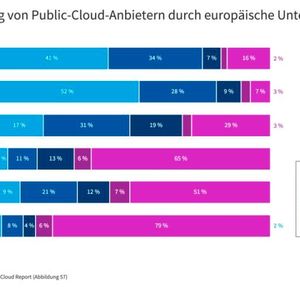 Das Wettrennen der Public-Cloud-Anbieter in Europa. (Bild: Flexera)