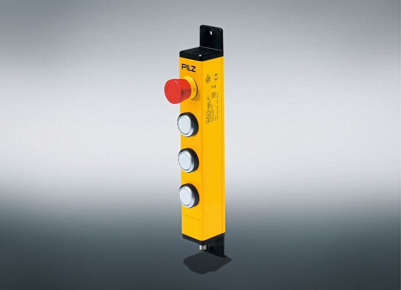 Die Taster-Unit PITgatebox in der Systemlösung von Pilz ermöglicht die Verbindung zur Sicherheitszuhaltung PSENmlock, ohne dass weitere Ports am IOLS Master belegt werden. (Bild: Pilz)
