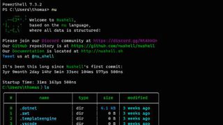 Die Nushell stellt eine ergänzende Shell für Windows, Linux und macOS zur Verfügung. (Bild: Joos / Nushell)
