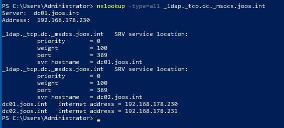 Überprüfen von Active Directory in der Befehlszeile. (Bild: Microsoft / Joos)