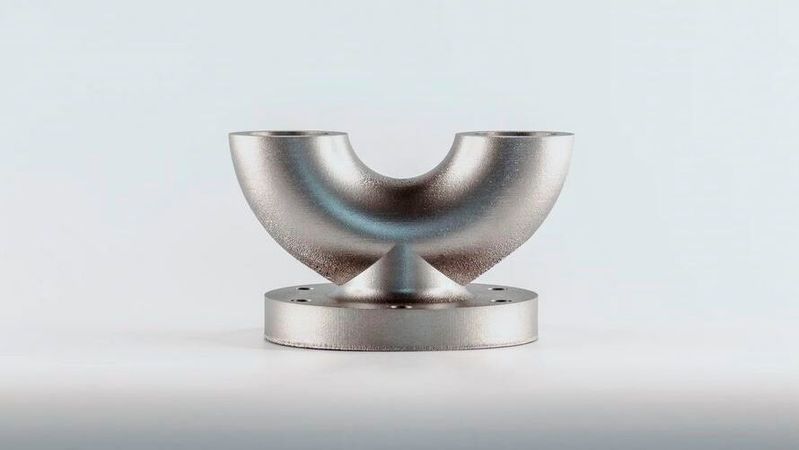 Das Edelstahlpulver EOS StainlessSteel SuperDuplex eignet sich besonders für Anwendungen in der Öl- und Gasindustrie. Hier ist ein additiv hergestellter Flansch zu sehen.(Bild:  EOS)