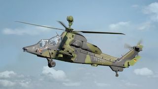 ​A Bundeswehr Tiger combat helicopter. The Optarion mission support system forms the link between these helicopters and the command and control information system. (Source: Hensoldt AG)