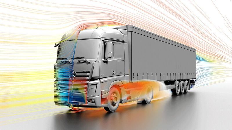 Daimler Truck setzt die Multiphysik-CFD-Software Simcenter STAR-CCM+ von Siemens ein, um Aerodynamik und Thermomanagement der nächsten Fahrzeuggeneration zu optimieren . (Daimler Truck AG)