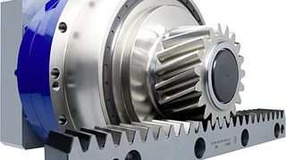 Ritzel-Zahnstangensysteme sind energieeffiziente Antriebe; im Bild ist ein Zahnstangenantrieb von Wittenstein zu sehen. Bild: Wittenstein (Archiv: Vogel Business Media)