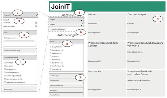 Abb. 4: Graphische Benutzeroberfläche von JoinIT.(Bild:  Fraunhofer IPA)