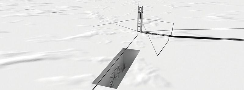 Die Stationen lauschen auf und im Eis nach den Radiosignalen kosmischer Neutrinos. (Bild: DESY, Science Communication Lab)