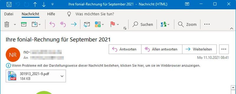 Das neue Fenster für die Bearbeitung von E-Mails in Office 2021. (Joos)