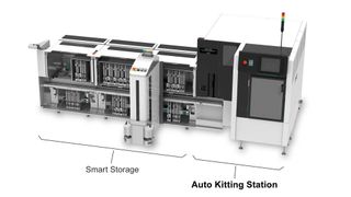 The Auto Kitting Station from Fuji automates the kitting of feeders with belt reels. (Image:Fuji Europe Corporation)