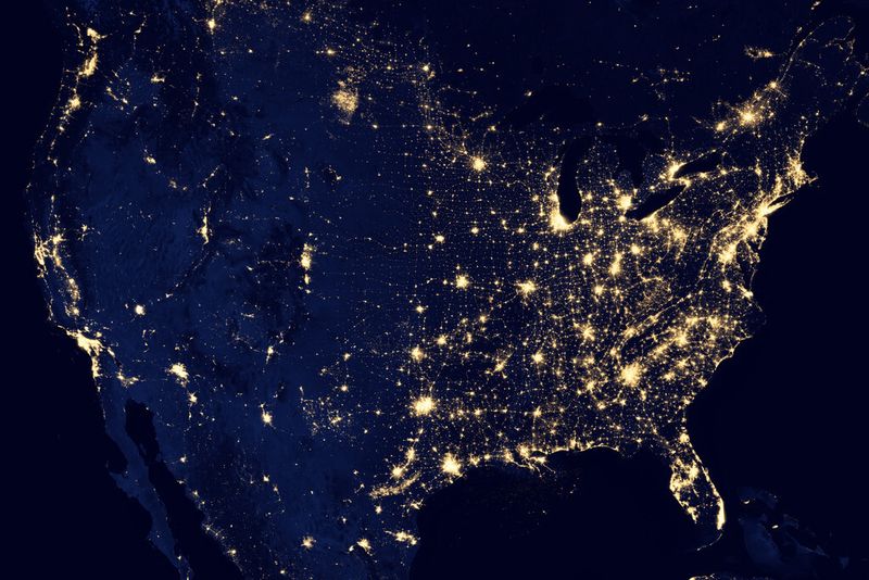 Nachtaufnahme der USA (NASA)
