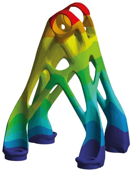 Das Bild zeigt die Prognose des Verzugs beim Druckprozess als Grundlage für die Geometriekompensation. (Cadfem)