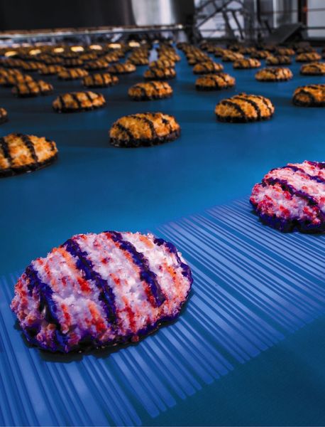 Der 3D-Scanner für eine vor kurzem in Betrieb gegangene TLM-Verpackungslinie für Gebäck erreicht eine Höhenauflösung von 0,5 mm in einem Messebereich von 60 mm Höhe. Das Vision System „übersieht“ Bandverschmutzungen, solange sie unterhalb einer gewissen Höhenschwelle liegen, und ermöglicht somit das Erkennen von Produkten unter erschwerten Bedingungen. Auch Produkte, die aneinander liegen, werden erkannt. (Bild: Schubert)