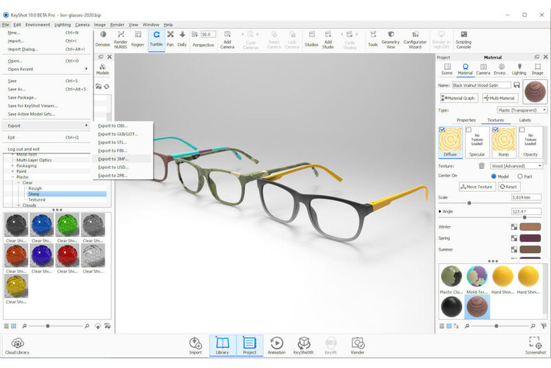 Durch das Speichern von Designs in 3MF erzeugt Keyshot 10 druckfertige Dateien mit genauen Farben und Bump-/Displacement-Maps zur dreidimensionalen Simulation von Texturen wie Stoff und Holz.  (Stratsys)