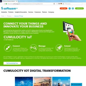 Die Cumulocity GmbH, ein Unternehmen der Software AG Gruppe, sieht sich als der weltweit führende unabhängige IoT-Plattform-Anbieter. Über die IoT-Anwendungs- und Device-Management-Plattform von Cumulocity können Unternehmen Geräte jedweder Art miteinander vernetzen und ihre Daten in Echtzeit analysieren. Firmen wie E.ON, die Deutsche Telekom, Paypal und Gardner Denver setzen Cumulocity in ihren IoT-Lösungen für Produktion, Fuhrparkmanagement, Customer Service und in vielen anderen Bereichen ein. Die Cumulocity IoT-Plattform ist beliebig skalierbar, sicher und schnell einsetzbar. Sie bietet so die Verlässlichkeit, die erforderlich sind, um Millionen von IoT-Geräten zu verwalten. Das aktive Partner-Ökosystem von Cumulocity, eine Community mit über 2500 Entwicklern und GTM-Support sorgen dafür, dass IoT-Projekte von Cumulocity-Kunden erfolgreich umgesetzt werden. Das Angebot erfolgt On-Premise, in der Cloud oder über hybride Modelle."MindSphere" von Siemens (Halle 9, Stand D35) und die "Cloud der Dinge" von T-Systems (Halle 6, Stand F16) bauen auf Cumulocitys IoT-Plattform auf. Der "Windpark der Zukunft“ am Stand der EdgeX Foundry (Halle 6, Stand B17) wurde ebenfalls mit Cumulocitys IoT-Anwendung realisiert.(Bild:  Cumulocity)