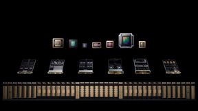 Alles für die KI-Factory: Aus inzwischen 40 Racks besteht der Vera-Rubin-Pod, den der Nvidia-CEO Jensen Huang auf der Nvidia-Hausmesse GTC in Santa Clara vorgestellt hat. Dabei hat der Hersteller inzwischen sieben verschiedene Prozessortypen für unterschiedliche Aufgaben im Einsatz. (Bild: Nvidia)