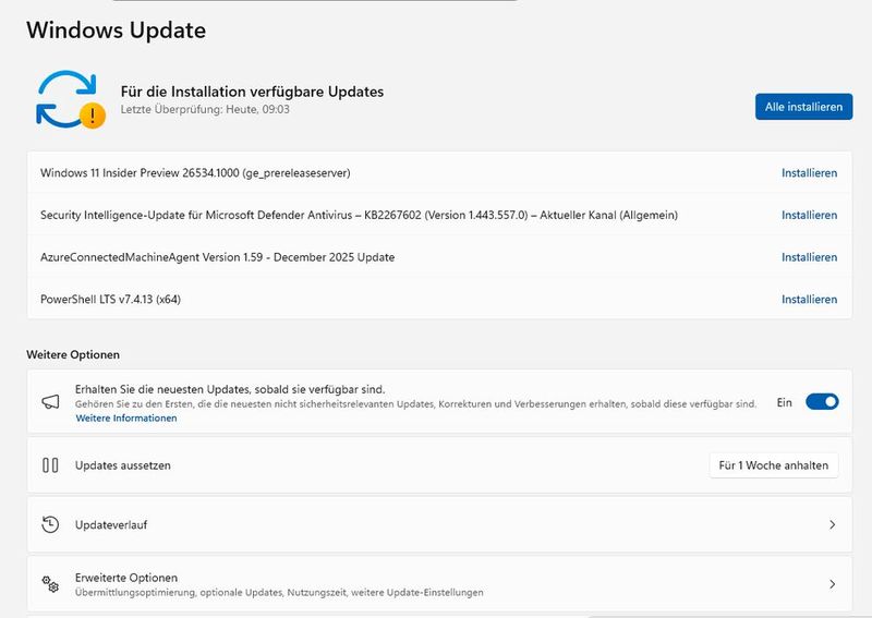 Insider-Preview-Funktionen lassen sich direkt über Windows-Update in Windows Server 2025 einbinden. (Bild: Thomas Joos)