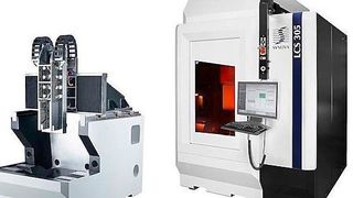 Steht fest auf einer schwingungsarmen Maschinenbasis aus Epument-Mineralguss von Rampf Machine Systems: das neuste Laserschneidsystem LCS 305 des Schweizer Unternehmens Synova. Außerdem hat Rampf mit seinem Epulight die Schlitteneinheit zum Leichtbausystem gemacht, heißt es. Rampf präsentiert seine Maschinenbettexpertise im Rahmen der AMB 2018 in Halle 5 am Stand A72 aus. (Rampf)