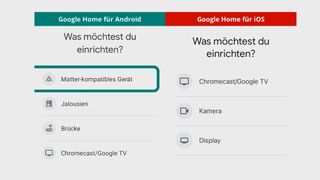 Den Menü-Eintrag für matter gibt es derzeit nur in Google Home für Android. (Bild: matter-smarthome)