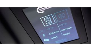 Volkswagen präsentiert auf dem Auto-Salon in Genf die Designstudie seiner Schnelladesäule.  (Volkswagen AG)