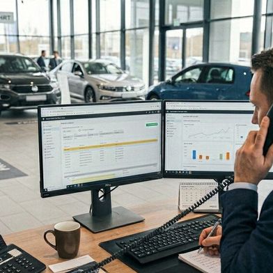 Sind alle Leitungen belegt? Mobile.de führt jetzt einen Voice-Assistenten in Inseraten ein, der in solchen Fällen Anrufe von Kaufinteressenten annimmt und die Leads weiterqualifiziert. (Bild: Gemini / Flash Image 3.1 / KI-generiert)