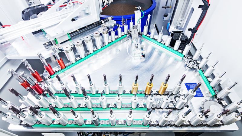 Automatischer Werkstückwechsel mittels Kettenlader. (Otec Präzisionsfinish)