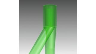 Im Explosionsschlot wird durch die „Rohr in Rohr“-Bauweise die Strömungsrichtung um 180° umgelenkt. Der Schlot wird vor die zu schützende Apparatur gebaut und bewirkt somit, dass eine anlaufende Staubexplosion in einer Rohrleitung durch Ansprechen der Berstscheibe nach oben abgeführt wird. (Bild: Brilex)