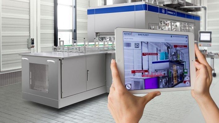 Je näher der Betrachter mit seinem Tablet an die Maschine geht, desto detaillierter werden ihm die relevanten Informationen zu einzelnen Baugruppen angezeigt. (Bild: Re'flekt)