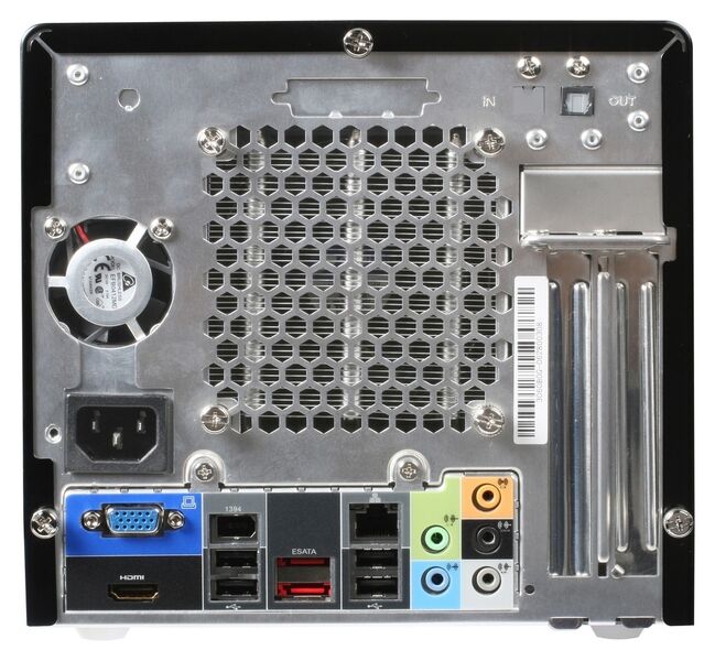 Auf der Rückseite befinden sich alle Anschlüsse, darunter HDMI mit HDCP, Firewire, USB und eSATA sowie ein Gigabit-Ethernet-Interface. (Archiv: Vogel Business Media)