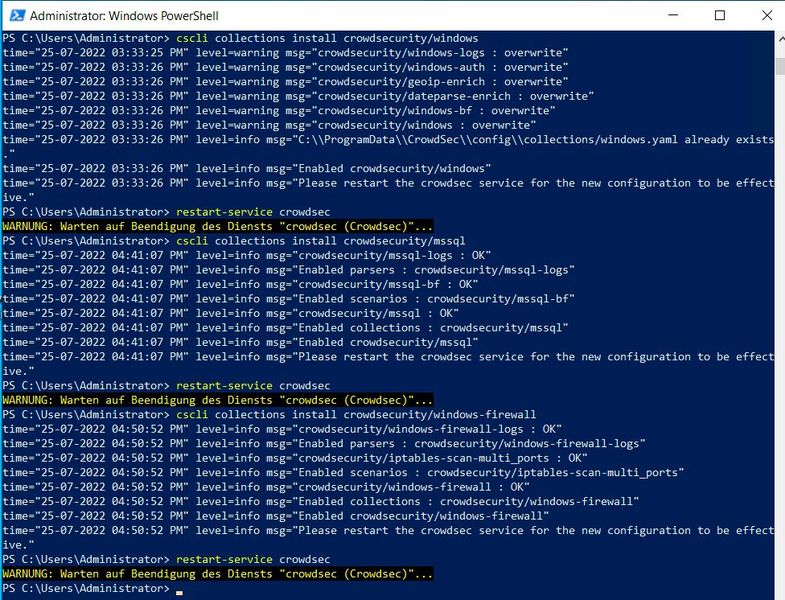Installieren von CrowdSec auf einem Windows-Server für das Testen nach Sicherheitslücken der eingesetzten Software. (Bild: Joos)