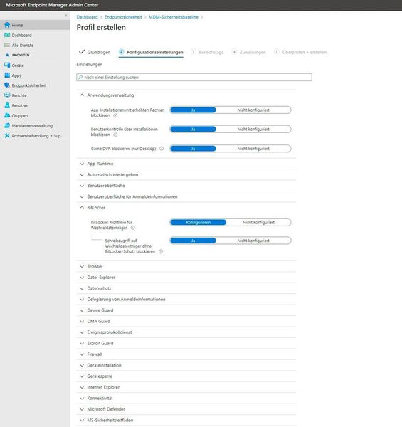 Richtlinien und Profile mit Endpoint Manager. (Microsoft / Joos)
