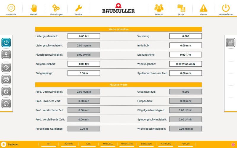 Die anwendungsoptimierte Software ermöglicht eine gezielte Parameter-Eingabe, um das Metallfasergarn in der gewünschten Feinheit und Länge herzustellen. (Bild: Baumüller)