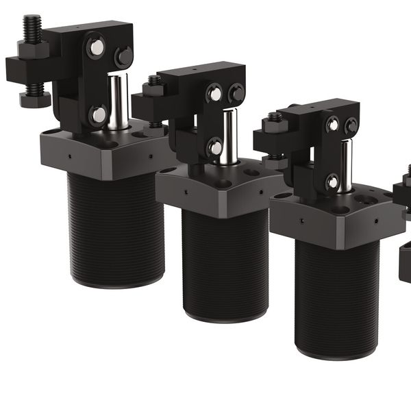 Die pneumatische Hebelspanner-Serie ist in vier Baugrößen erhältlich und dadurch flexibel einsetzbar. (Bild: Destaco)