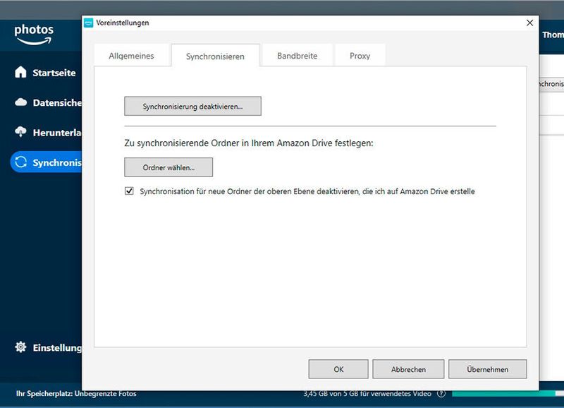 Aktivieren der lokalen Synchronisierung in Amazon Drive. (Amazon/Joos)