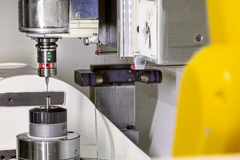 Der Messtaster TC52 erfasst automatisiert den Werkstücknullpunkt von Rohteilen die per Roboter eingelegt werden. (Bild: Blum-Novotest/Stoffel)