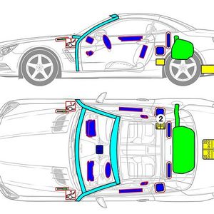 Dieses Bild von der Rettungskarte zeigt: Der aktuelle Mercedes SL besitzt gleich zwei Batterien.(Foto:  Foto:)