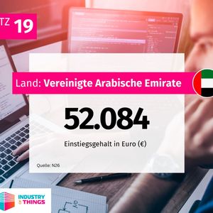 In den Vereinigten Arabischen Emiraten liegen die Einstiegsgehälter bei 52.084 Euro.(Bild:  Industry of Things)