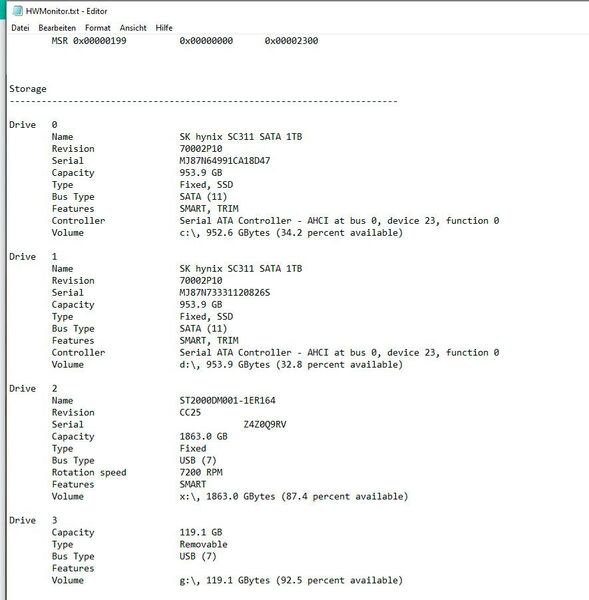 Die Daten von HWMonitor können auch als Textdatei exportiert werden. (Joos/CPUID (Screenshot))
