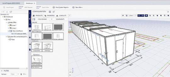 (Der Vertrieb von komplexen modularen Produkten wie Kühlräumen profitiert von der Konfigurations-Visualisierung im 3D-Raum. Bild: Perspectix)