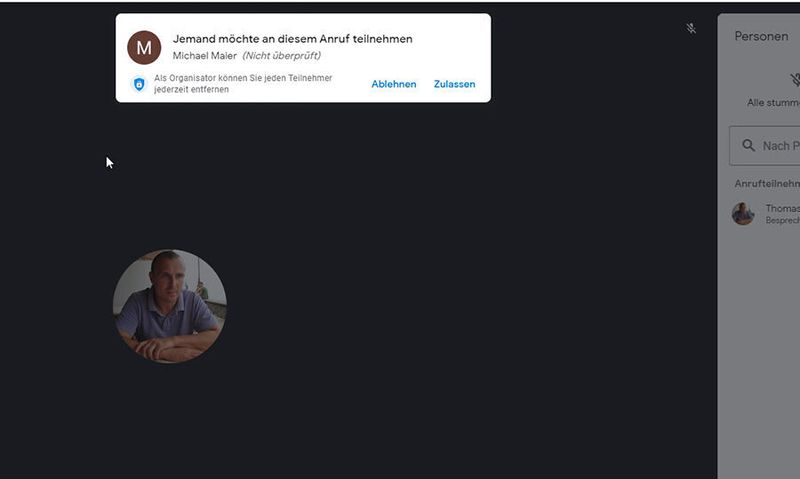 Teilnehmer zu einem Meeting hinzufügen.  (Joos)